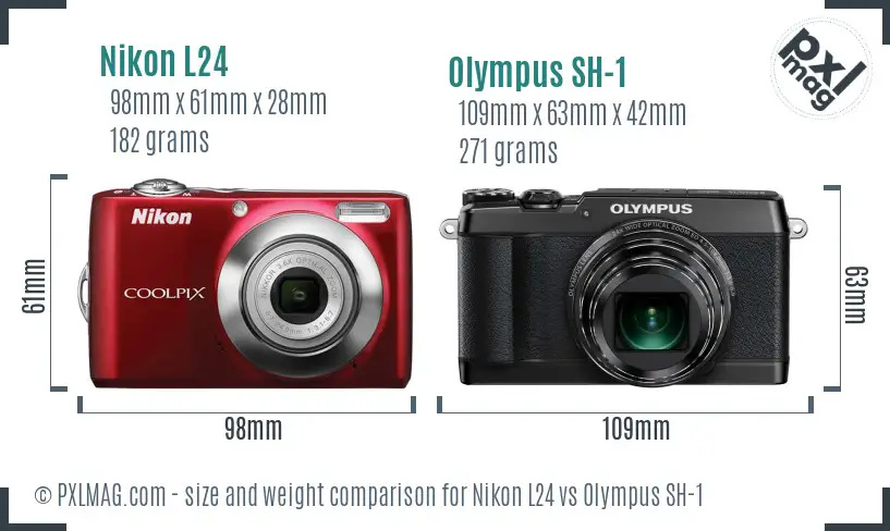 Nikon L24 vs Olympus SH-1 size comparison Nikon L24 vs Olympus SH-1 size comparison