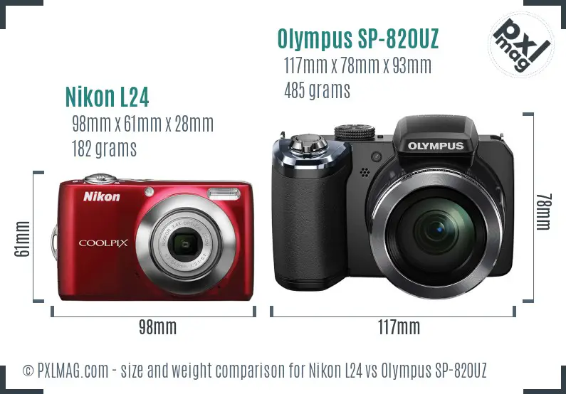 Nikon L24 vs Olympus SP-820UZ size comparison Nikon L24 vs Olympus SP-820UZ size comparison