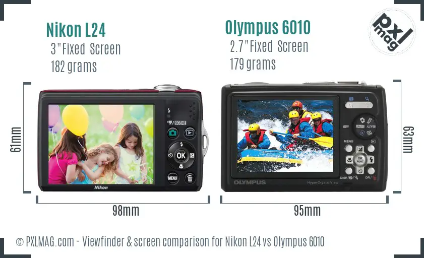 Nikon L24 vs Olympus 6010 Screen and Viewfinder comparison