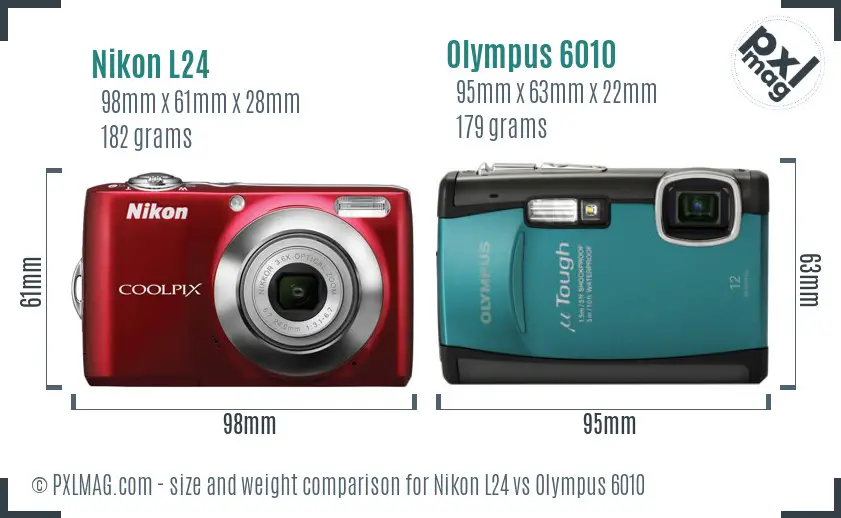 Nikon L24 vs Olympus 6010 size comparison Nikon L24 vs Olympus 6010 size comparison