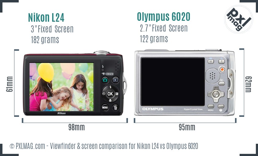 Nikon L24 vs Olympus 6020 Screen and Viewfinder comparison