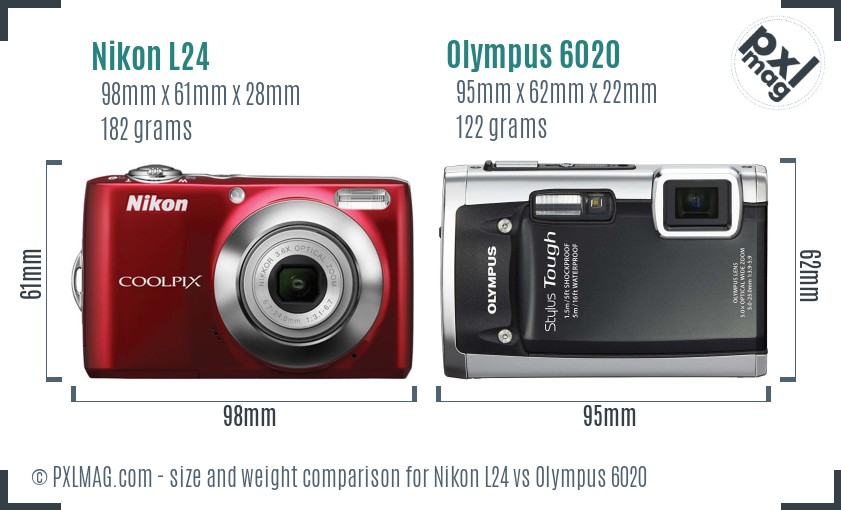 Nikon L24 vs Olympus 6020 size comparison