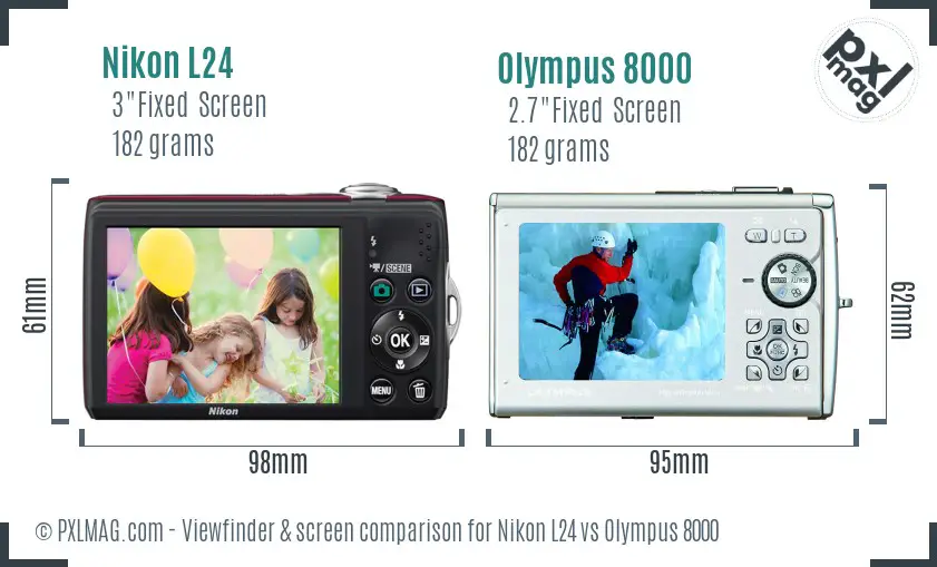 Nikon L24 vs Olympus 8000 Screen and Viewfinder comparison
