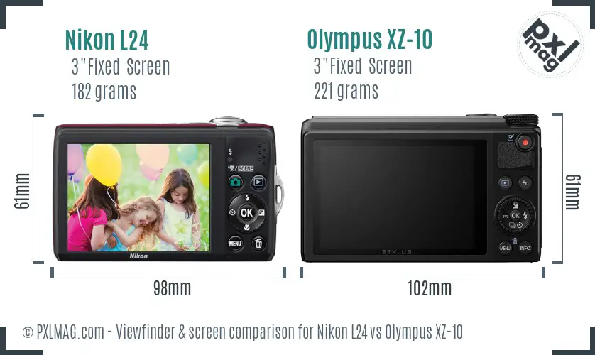 Nikon L24 vs Olympus XZ-10 Screen and Viewfinder comparison Nikon L24 vs Olympus XZ-10 Screen and Viewfinder comparison