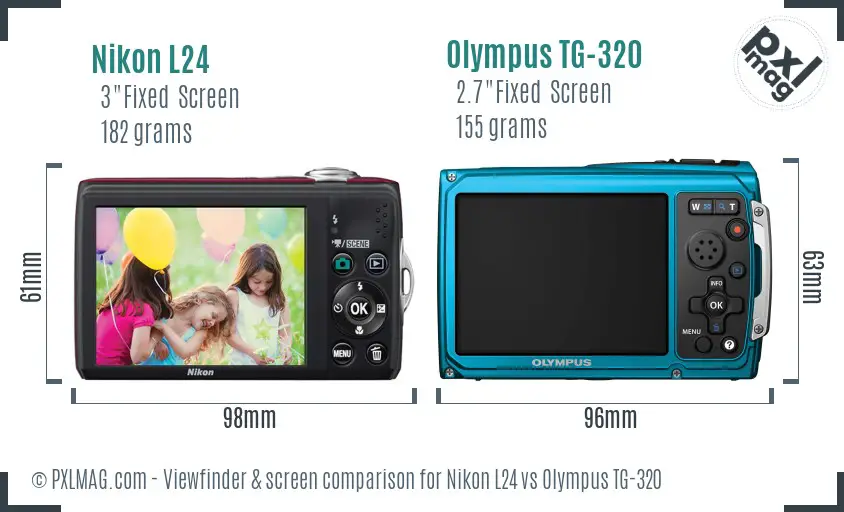 Nikon L24 vs Olympus TG-320 Screen and Viewfinder comparison