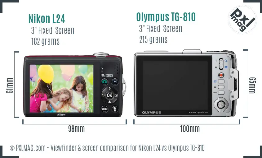 Nikon L24 vs Olympus TG-810 Screen and Viewfinder comparison