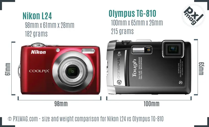 Nikon L24 vs Olympus TG-810 size comparison