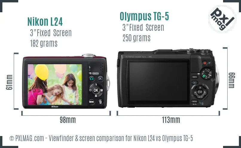Nikon L24 vs Olympus TG-5 Screen and Viewfinder comparison Nikon L24 vs Olympus TG-5 Screen and Viewfinder comparison