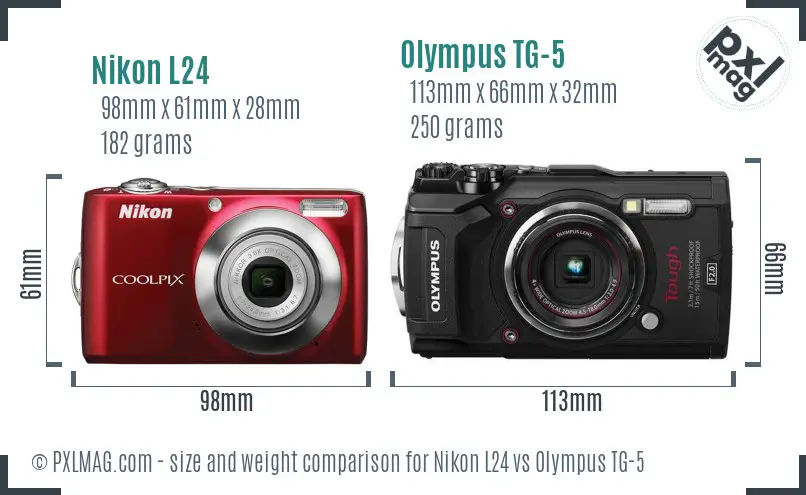 Nikon L24 vs Olympus TG-5 size comparison Nikon L24 vs Olympus TG-5 size comparison