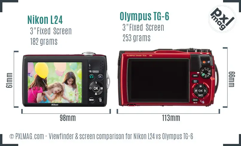 Nikon L24 vs Olympus TG-6 Screen and Viewfinder comparison