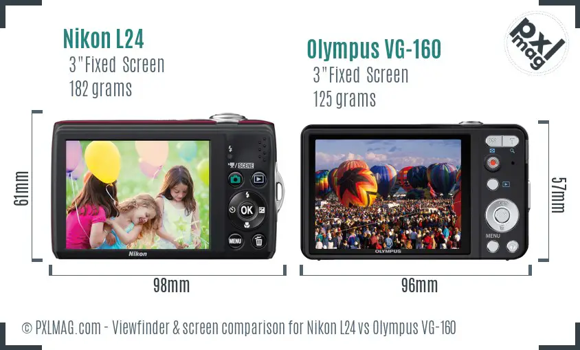 Nikon L24 vs Olympus VG-160 Screen and Viewfinder comparison