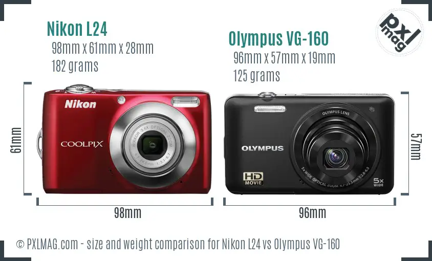 Nikon L24 vs Olympus VG-160 size comparison