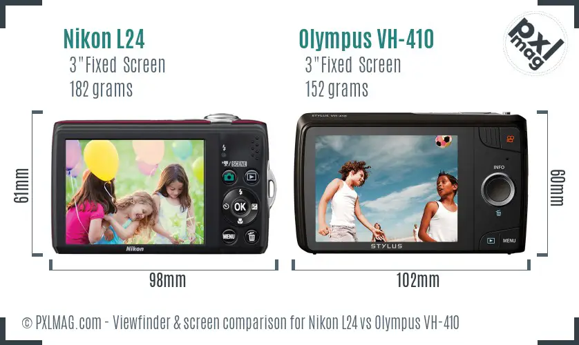 Nikon L24 vs Olympus VH-410 Screen and Viewfinder comparison