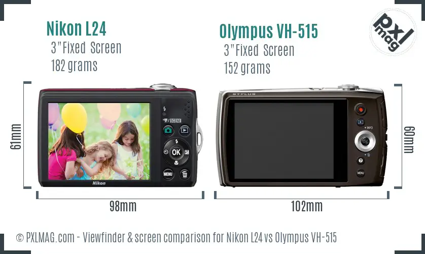 Nikon L24 vs Olympus VH-515 Screen and Viewfinder comparison