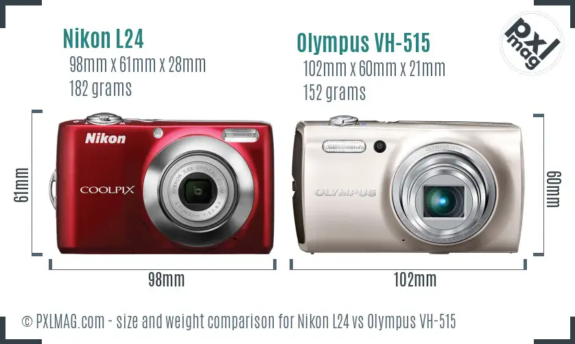 Nikon L24 vs Olympus VH-515 size comparison