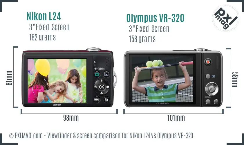 Nikon L24 vs Olympus VR-320 Screen and Viewfinder comparison