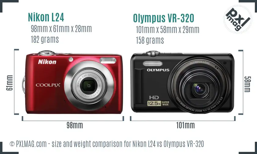 Nikon L24 vs Olympus VR-320 size comparison Nikon L24 vs Olympus VR-320 size comparison