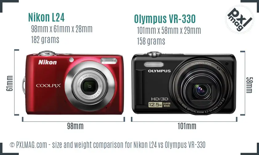 Nikon L24 vs Olympus VR-330 size comparison
