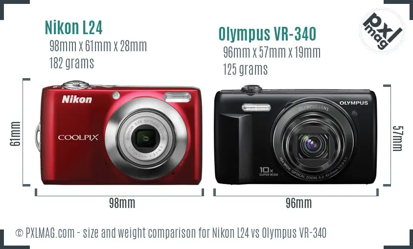 Nikon L24 vs Olympus VR-340 size comparison Nikon L24 vs Olympus VR-340 size comparison