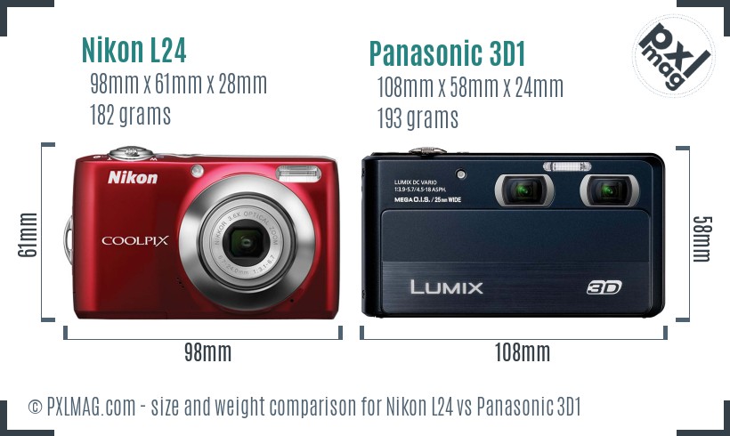 Nikon L24 vs Panasonic 3D1 size comparison Nikon L24 vs Panasonic 3D1 size comparison
