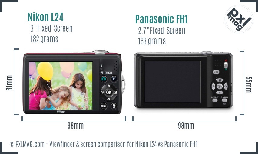 Nikon L24 vs Panasonic FH1 Screen and Viewfinder comparison