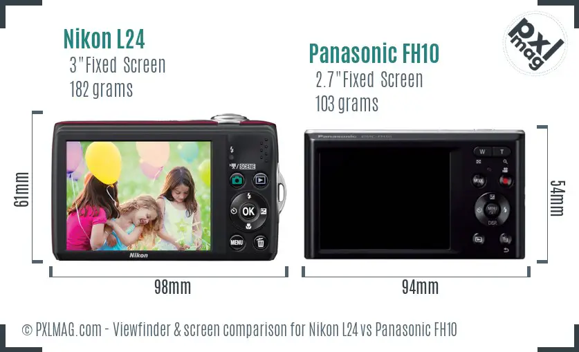 Nikon L24 vs Panasonic FH10 Screen and Viewfinder comparison