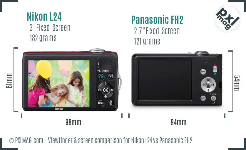 Nikon L24 vs Panasonic FH2 Screen and Viewfinder comparison