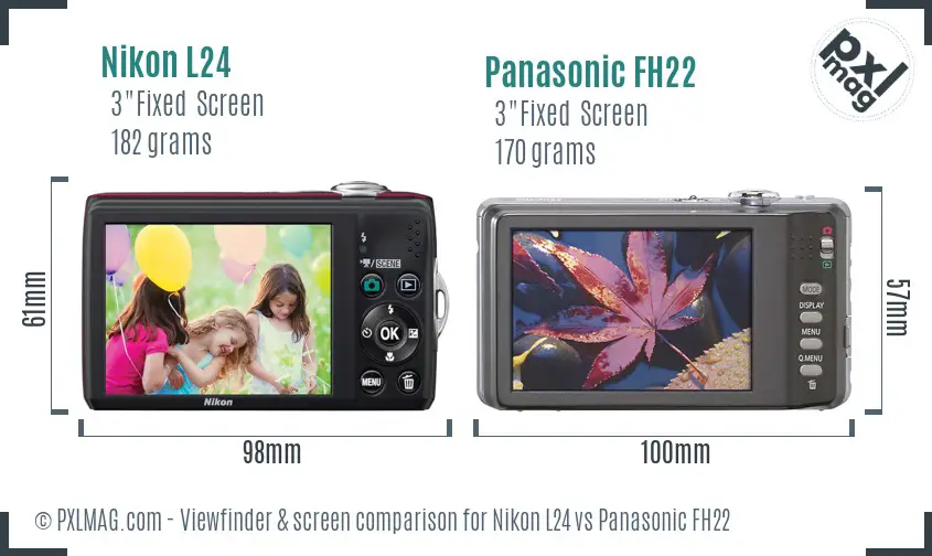 Nikon L24 vs Panasonic FH22 Screen and Viewfinder comparison