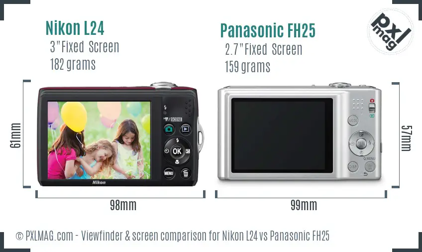 Nikon L24 vs Panasonic FH25 Screen and Viewfinder comparison Nikon L24 vs Panasonic FH25 Screen and Viewfinder comparison