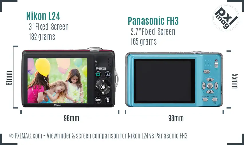 Nikon L24 vs Panasonic FH3 Screen and Viewfinder comparison Nikon L24 vs Panasonic FH3 Screen and Viewfinder comparison