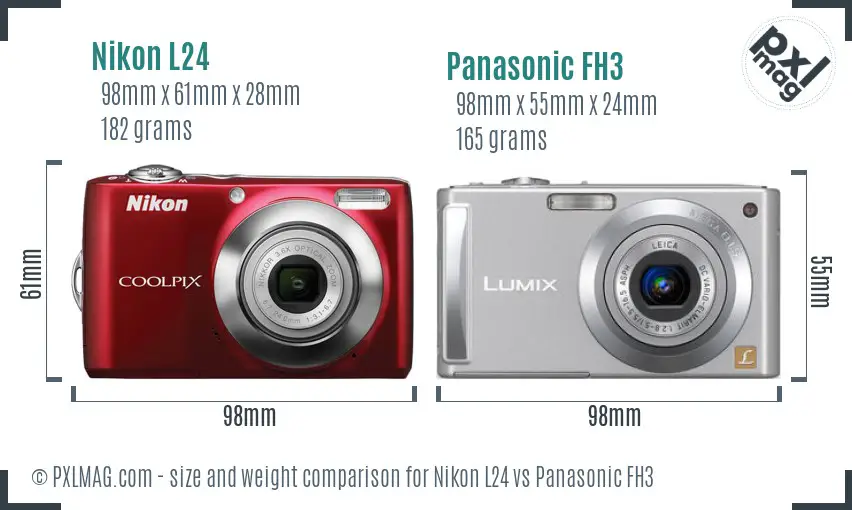 Nikon L24 vs Panasonic FH3 size comparison Nikon L24 vs Panasonic FH3 size comparison