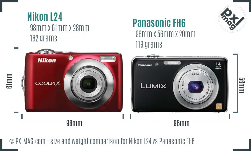 Nikon L24 vs Panasonic FH6 size comparison Nikon L24 vs Panasonic FH6 size comparison