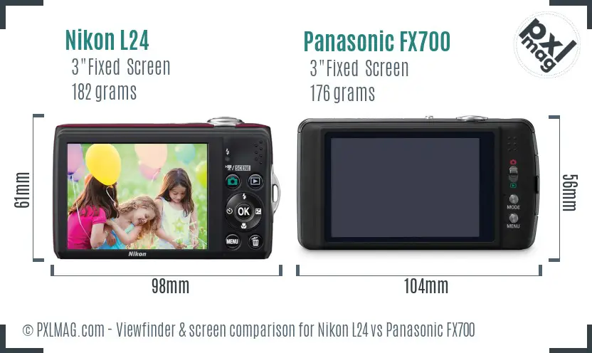 Nikon L24 vs Panasonic FX700 Screen and Viewfinder comparison