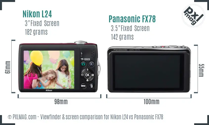Nikon L24 vs Panasonic FX78 Screen and Viewfinder comparison Nikon L24 vs Panasonic FX78 Screen and Viewfinder comparison