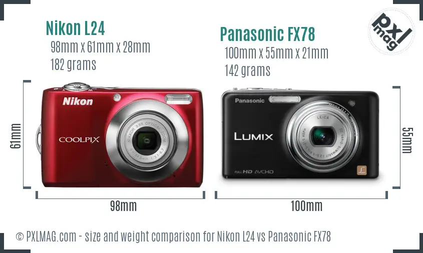 Nikon L24 vs Panasonic FX78 size comparison Nikon L24 vs Panasonic FX78 size comparison