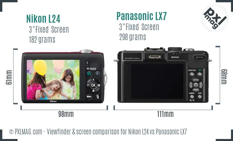 Nikon L24 vs Panasonic LX7 Screen and Viewfinder comparison