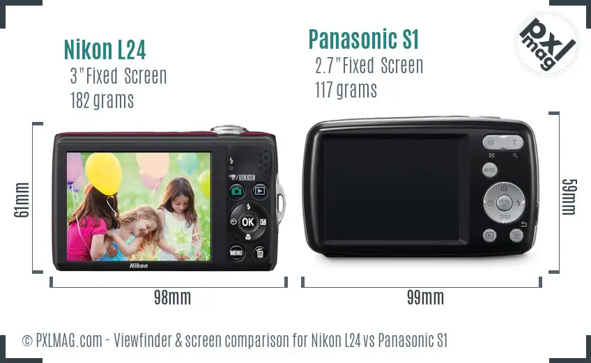 Nikon L24 vs Panasonic S1 Screen and Viewfinder comparison
