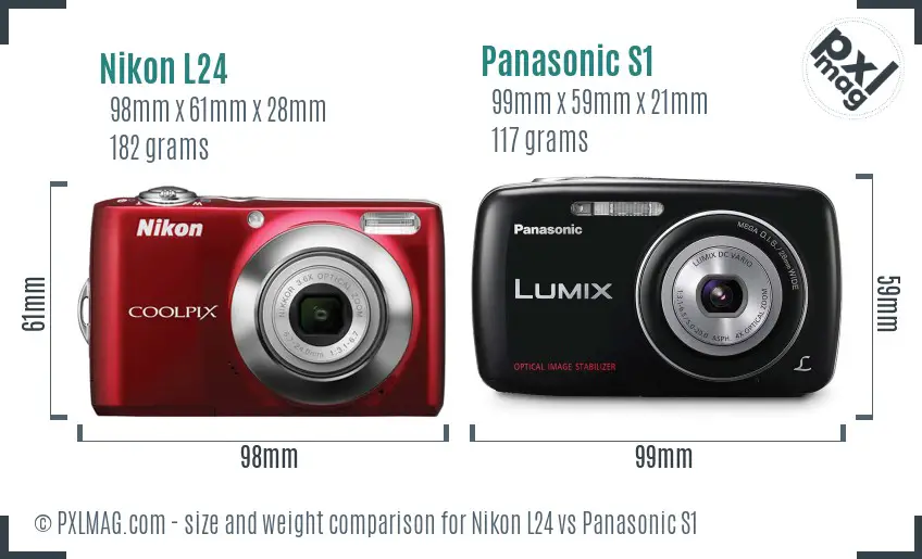 Nikon L24 vs Panasonic S1 size comparison