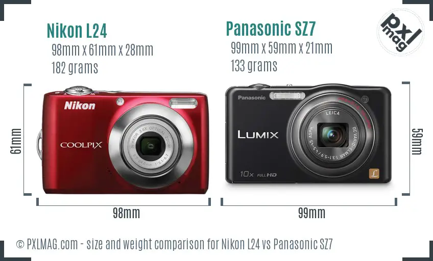 Nikon L24 vs Panasonic SZ7 size comparison Nikon L24 vs Panasonic SZ7 size comparison