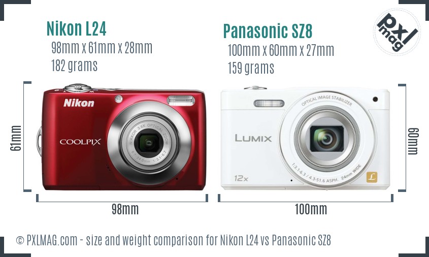 Nikon L24 vs Panasonic SZ8 size comparison Nikon L24 vs Panasonic SZ8 size comparison