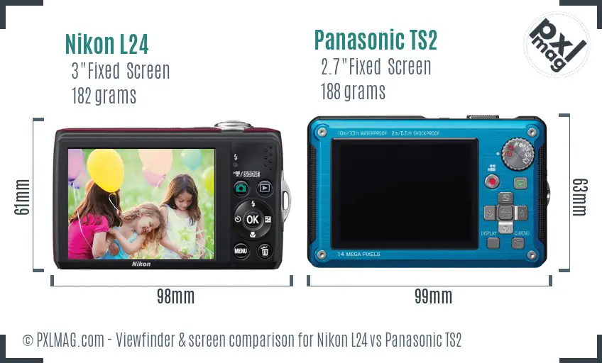 Nikon L24 vs Panasonic TS2 Screen and Viewfinder comparison