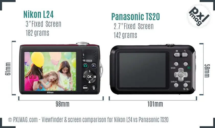 Nikon L24 vs Panasonic TS20 Screen and Viewfinder comparison