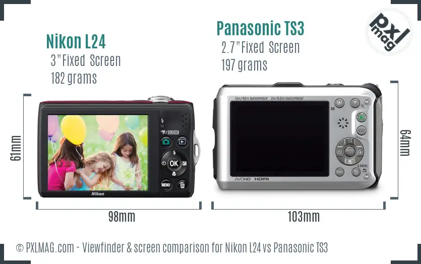 Nikon L24 vs Panasonic TS3 Screen and Viewfinder comparison