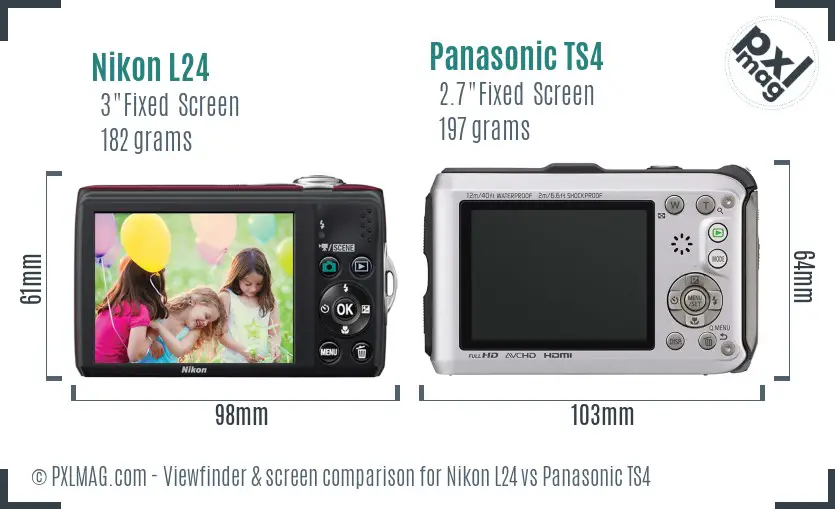 Nikon L24 vs Panasonic TS4 Screen and Viewfinder comparison