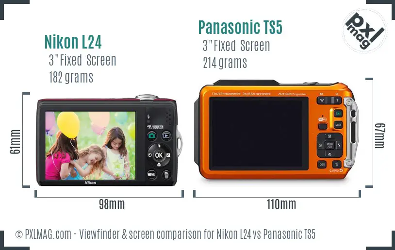 Nikon L24 vs Panasonic TS5 Screen and Viewfinder comparison