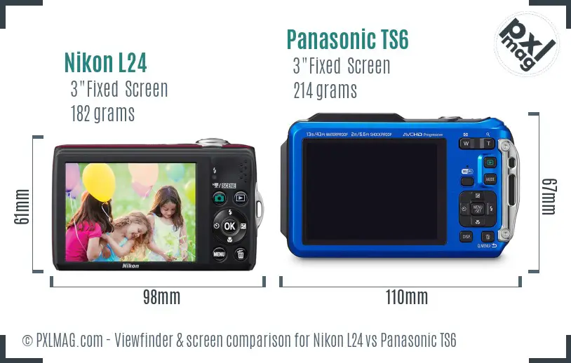 Nikon L24 vs Panasonic TS6 Screen and Viewfinder comparison