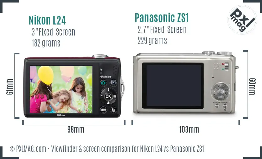Nikon L24 vs Panasonic ZS1 Screen and Viewfinder comparison Nikon L24 vs Panasonic ZS1 Screen and Viewfinder comparison