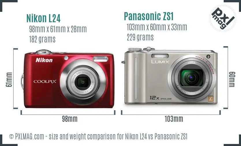 Nikon L24 vs Panasonic ZS1 size comparison Nikon L24 vs Panasonic ZS1 size comparison