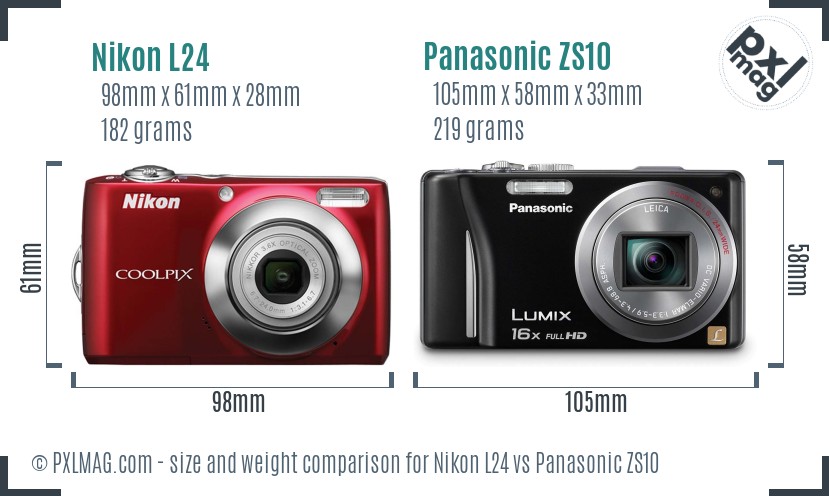 Nikon L24 vs Panasonic ZS10 size comparison Nikon L24 vs Panasonic ZS10 size comparison