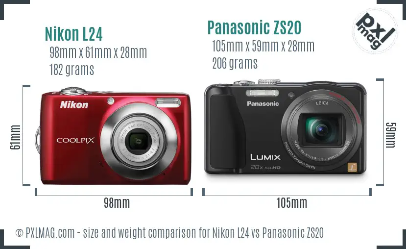 Nikon L24 vs Panasonic ZS20 size comparison Nikon L24 vs Panasonic ZS20 size comparison